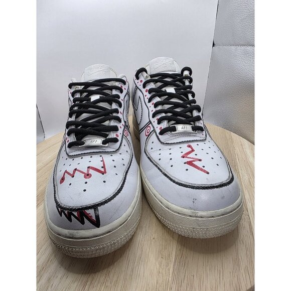 NIKE AIR FORCE 1 WHITE LEATHER SNEAKERS 315122-111 MEN'S SIZE 9 customized - Picture 2 of 7